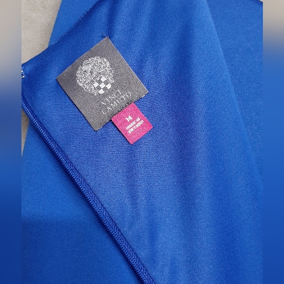 VINCE CAMUTO  Flowy Holiday Scoop Neck Dress, Cobalt - Picture 6 of 10